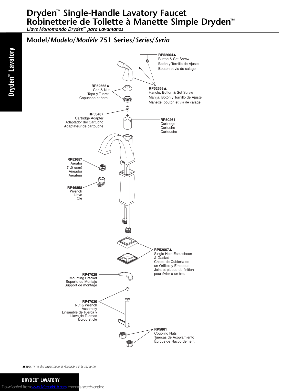 Delta Dryden 751 Series Parts Manual