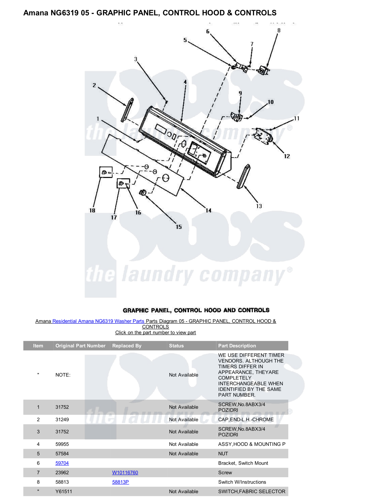 Amana NG6319 Parts Diagram