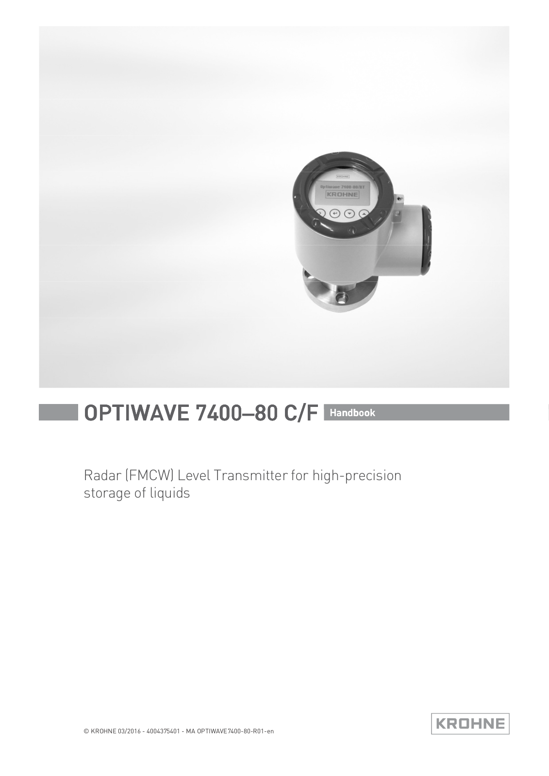 KROHNE FMCW80G74T, FMCW80G74L User Manual