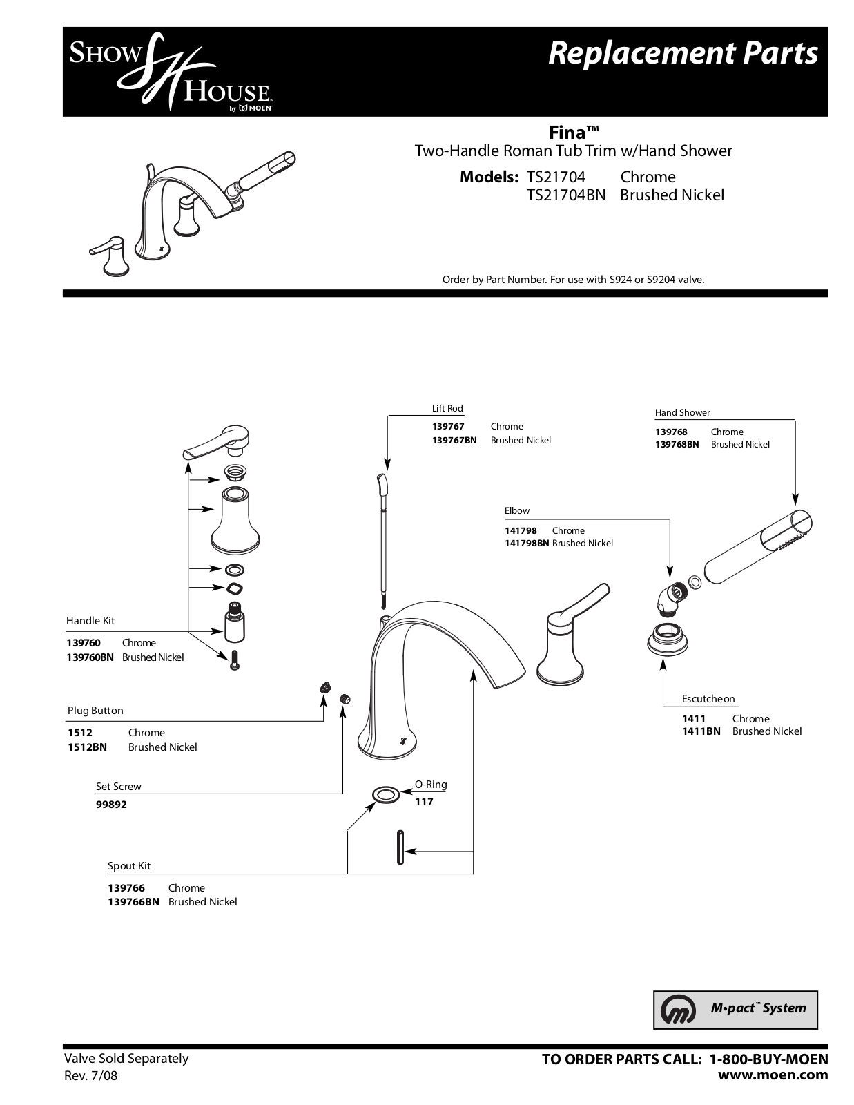 Moen TS21704BN User Manual