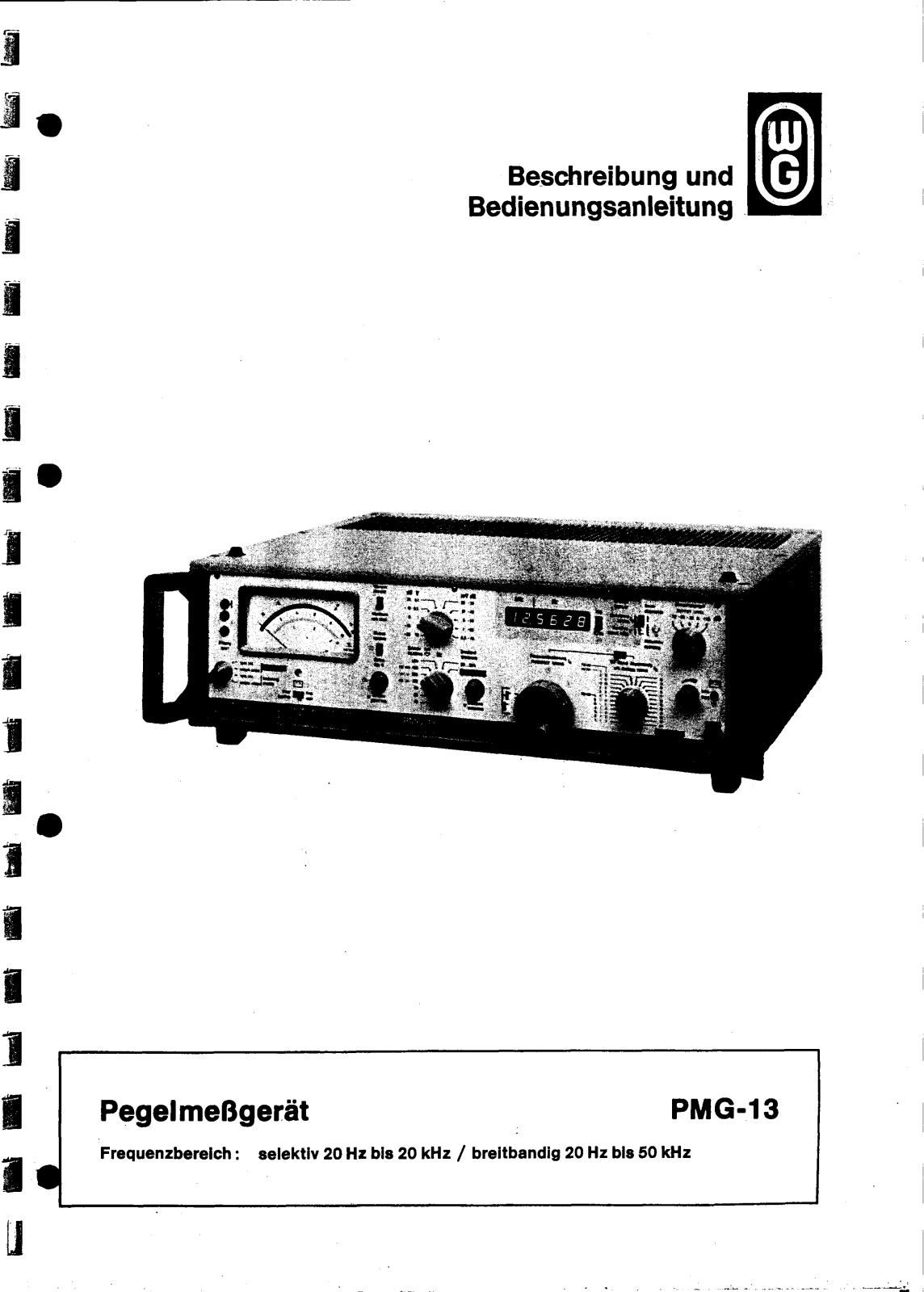 Wandel & Goltermann PMG-13 Service manual