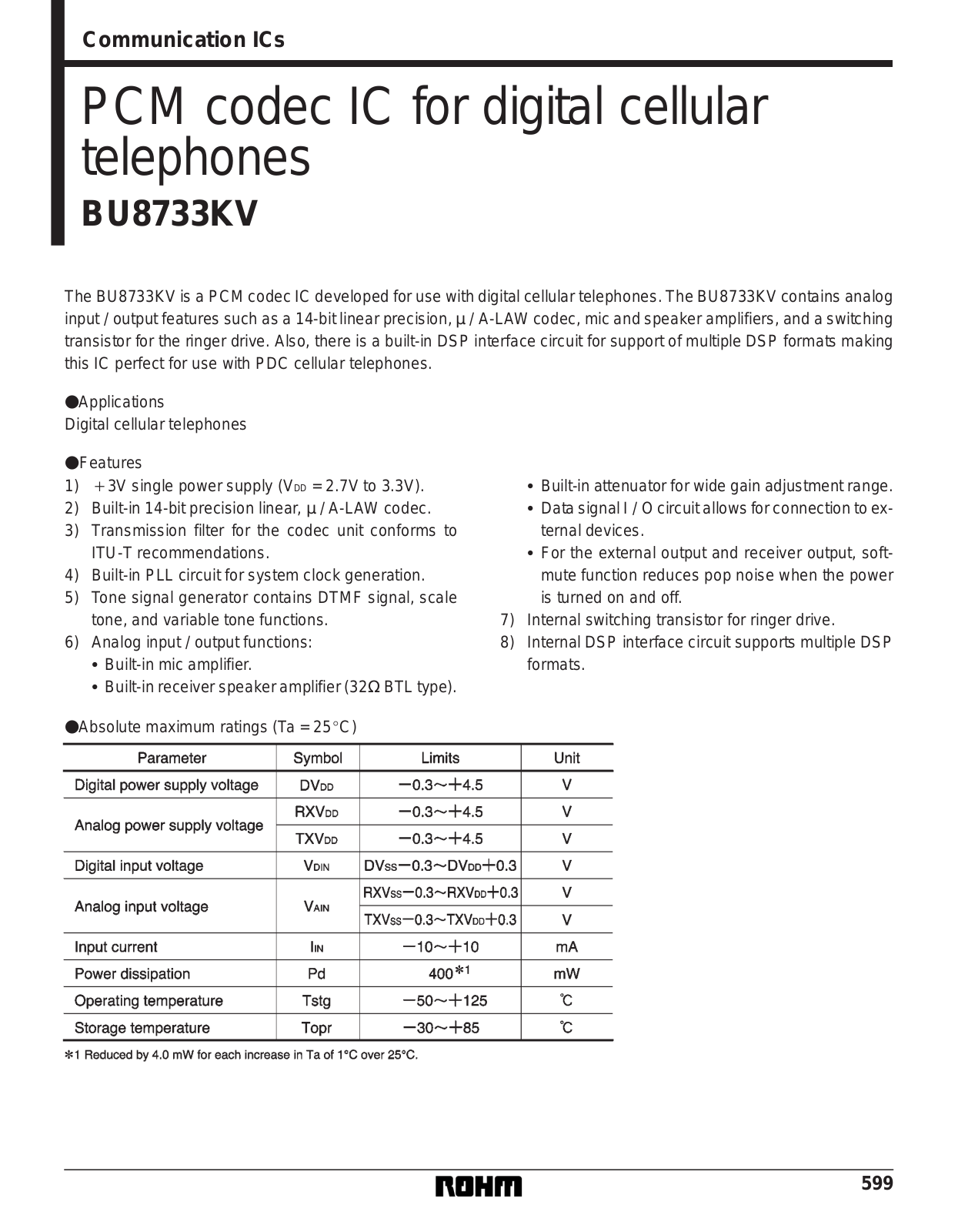 ROHM BU8733KV Datasheet