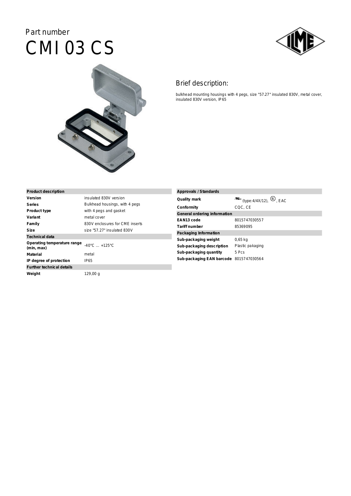 ILME CMI-03CS Data Sheet