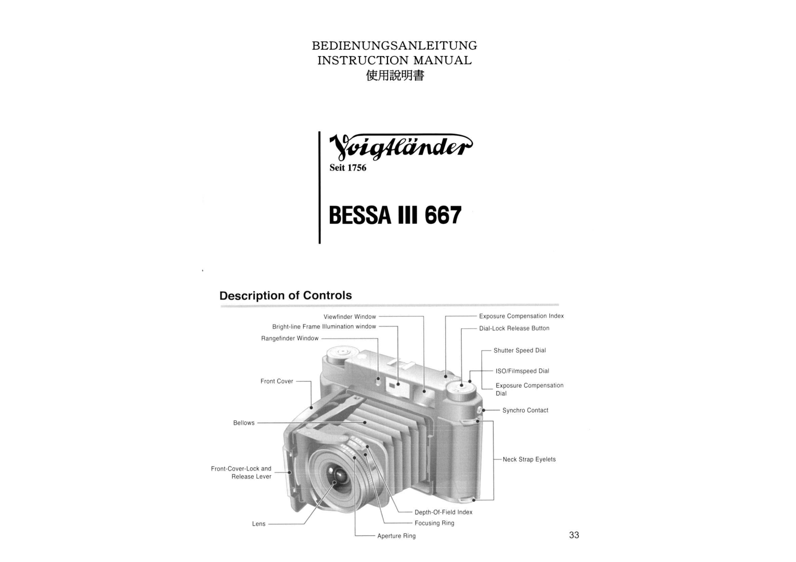 Voigtlander Bessa III 667 Operating Instructions