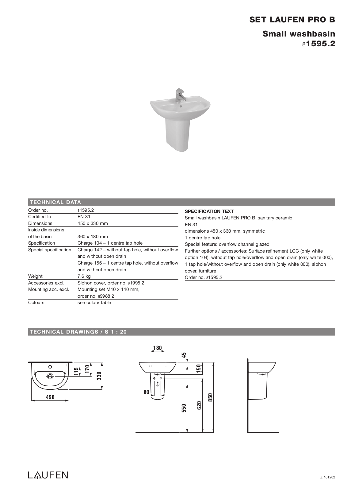 Laufen 8.1595.2 Datasheet - ManualMachine.com