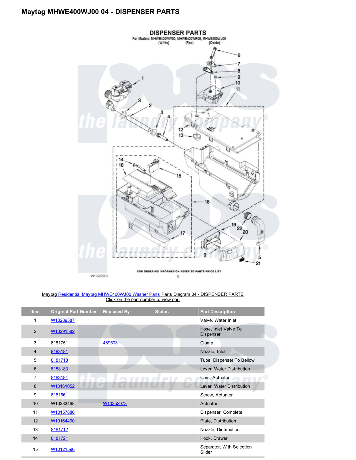 Maytag MHWE400WJ00 Parts Diagram