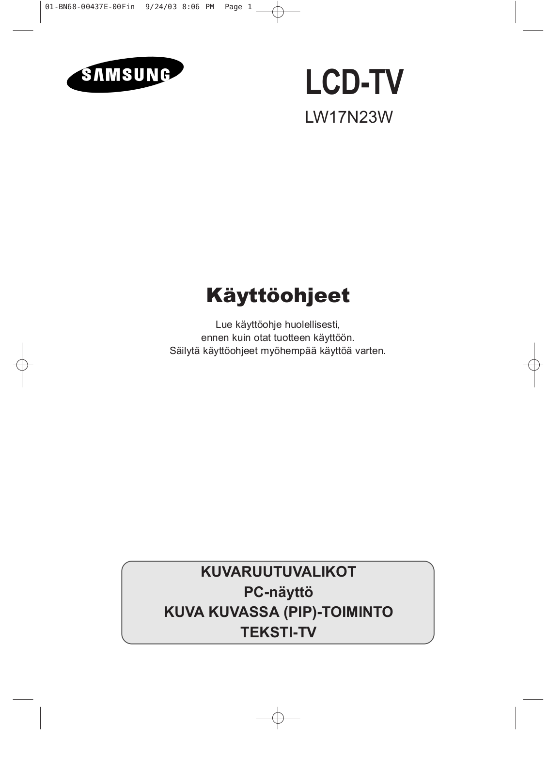 Samsung LW17N23W User Manual