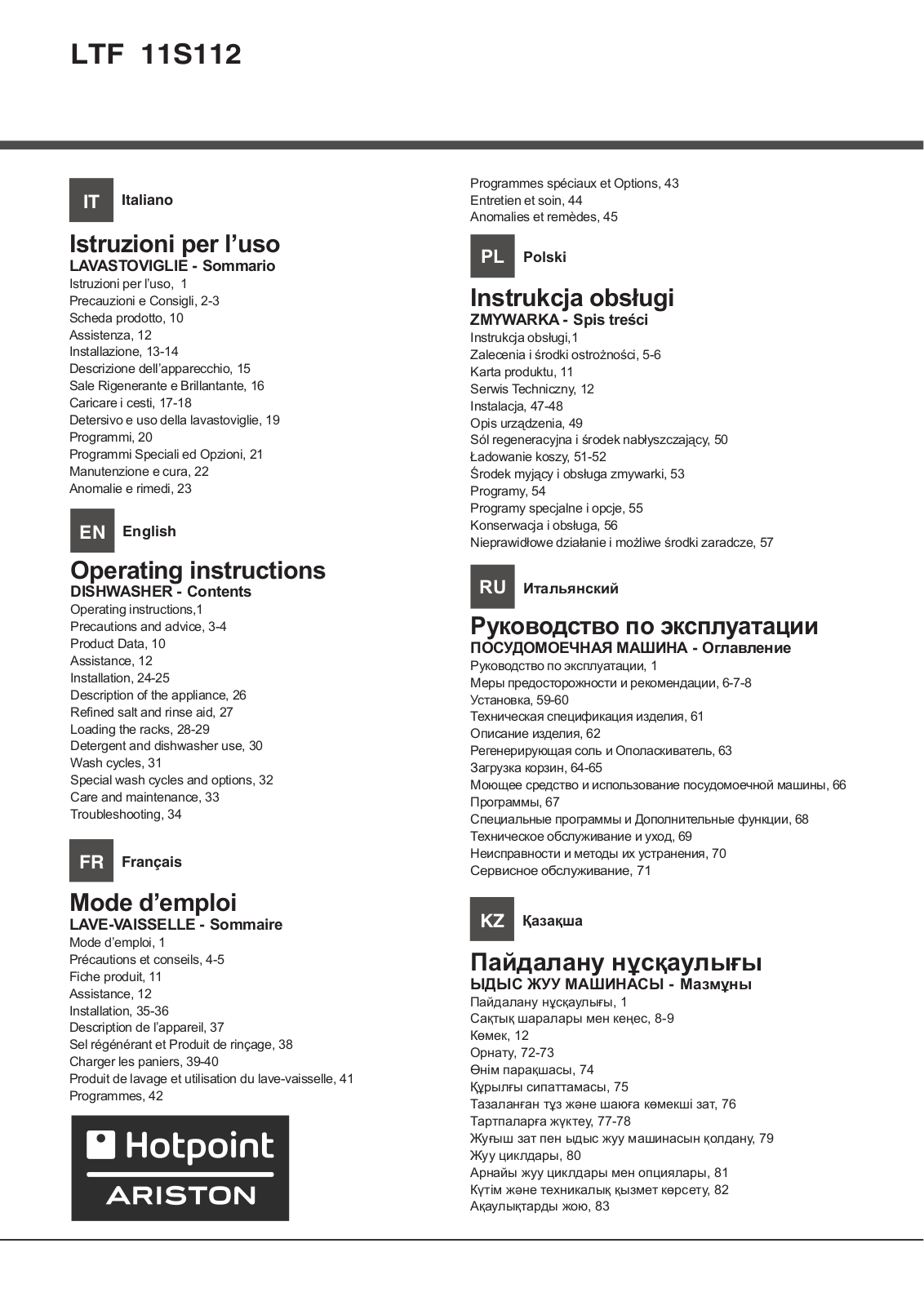 Hotpoint LTF 11S112 L EU User Manual