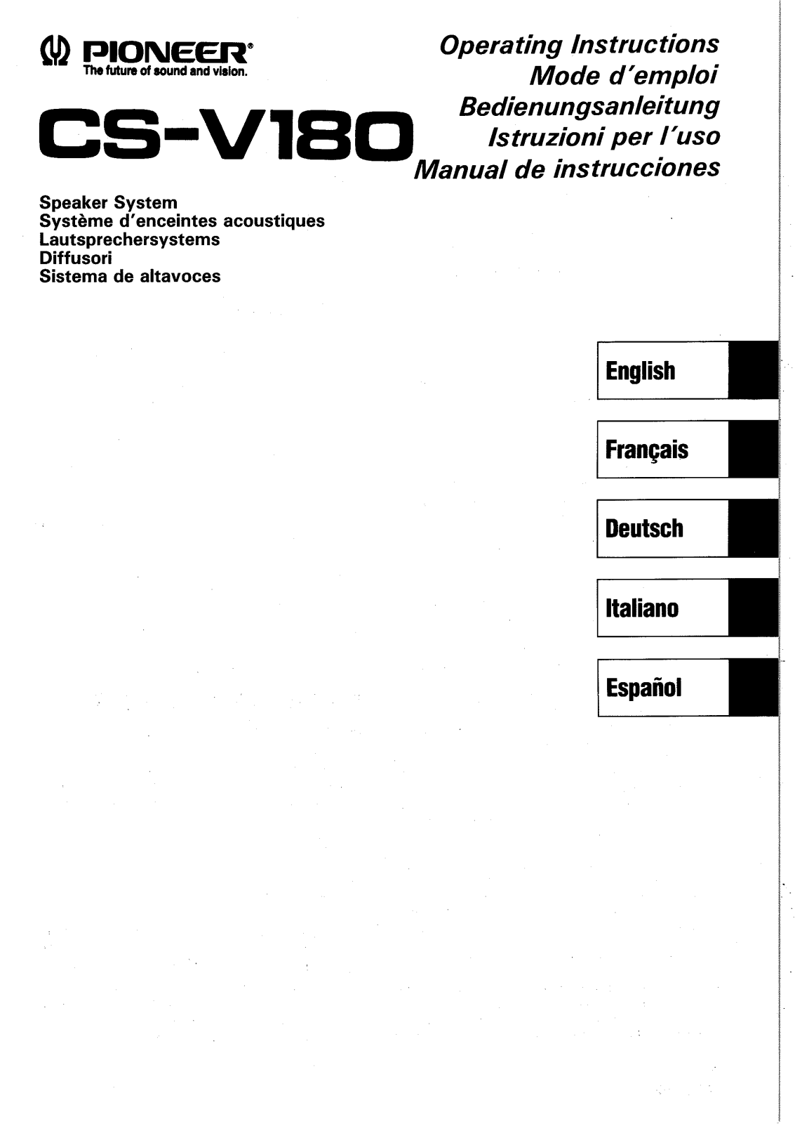 Pioneer CS-V180 User Manual