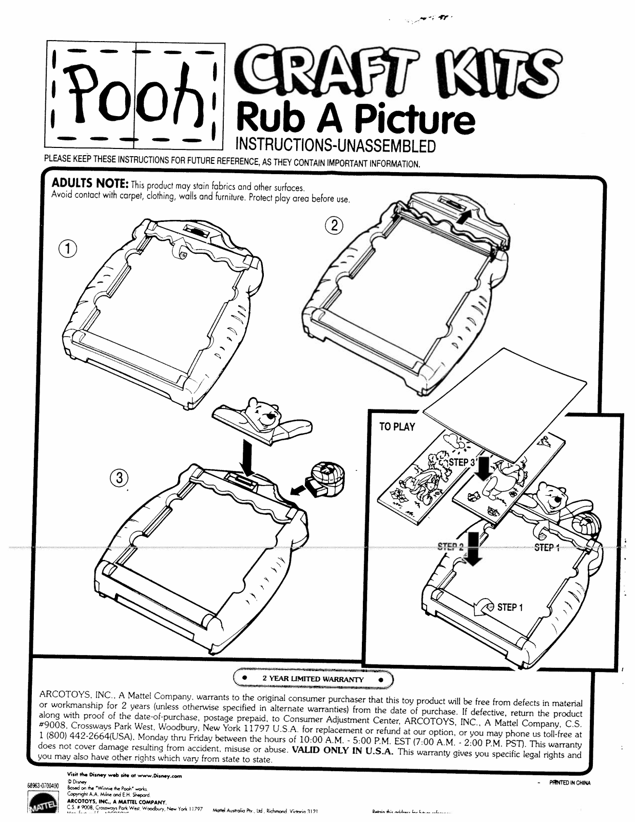 Fisher-Price 68963 Instruction Sheet