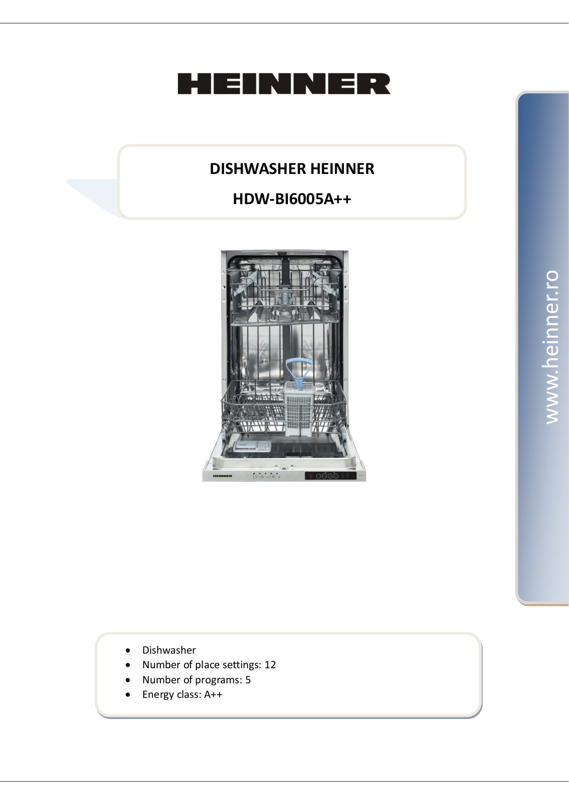Heinner HDW-BI6005A++ User guide - ManualMachine.com