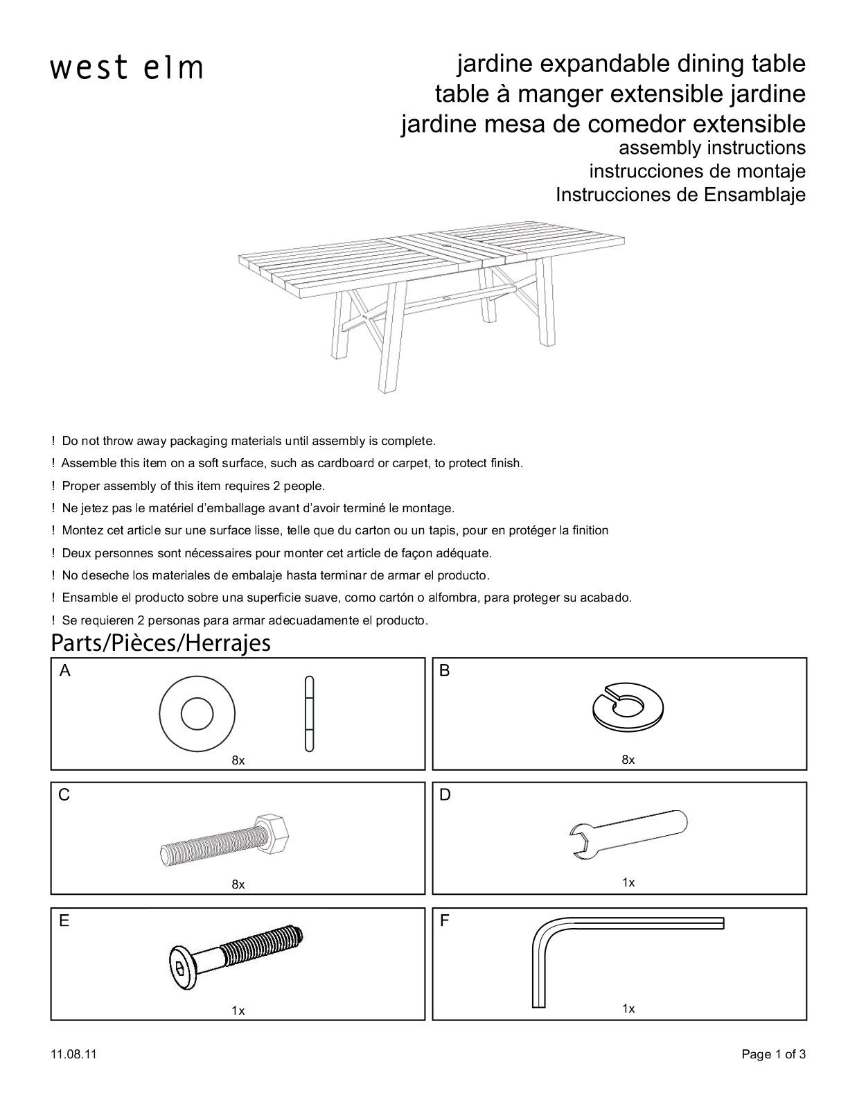 West Elm Jardine Table Assembly Instruction