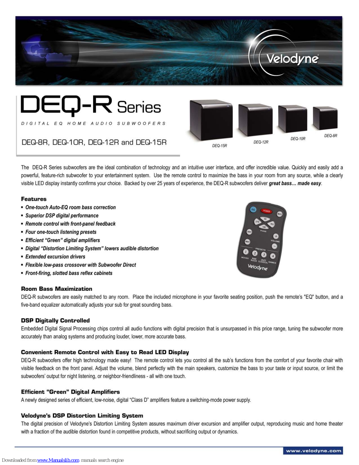 Velodyne DEQ-10R - DATASHEET 2, DEQ-12R, DEQ-15R, DEQ-8R Datasheet