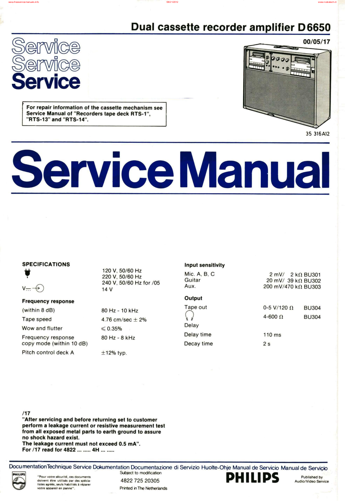 Philips D 6650 Service Manual