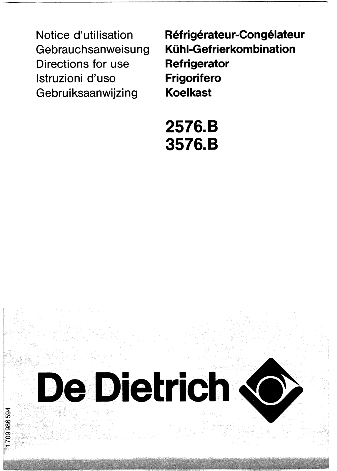 De dietrich 2576.b, 3576.b User Manual