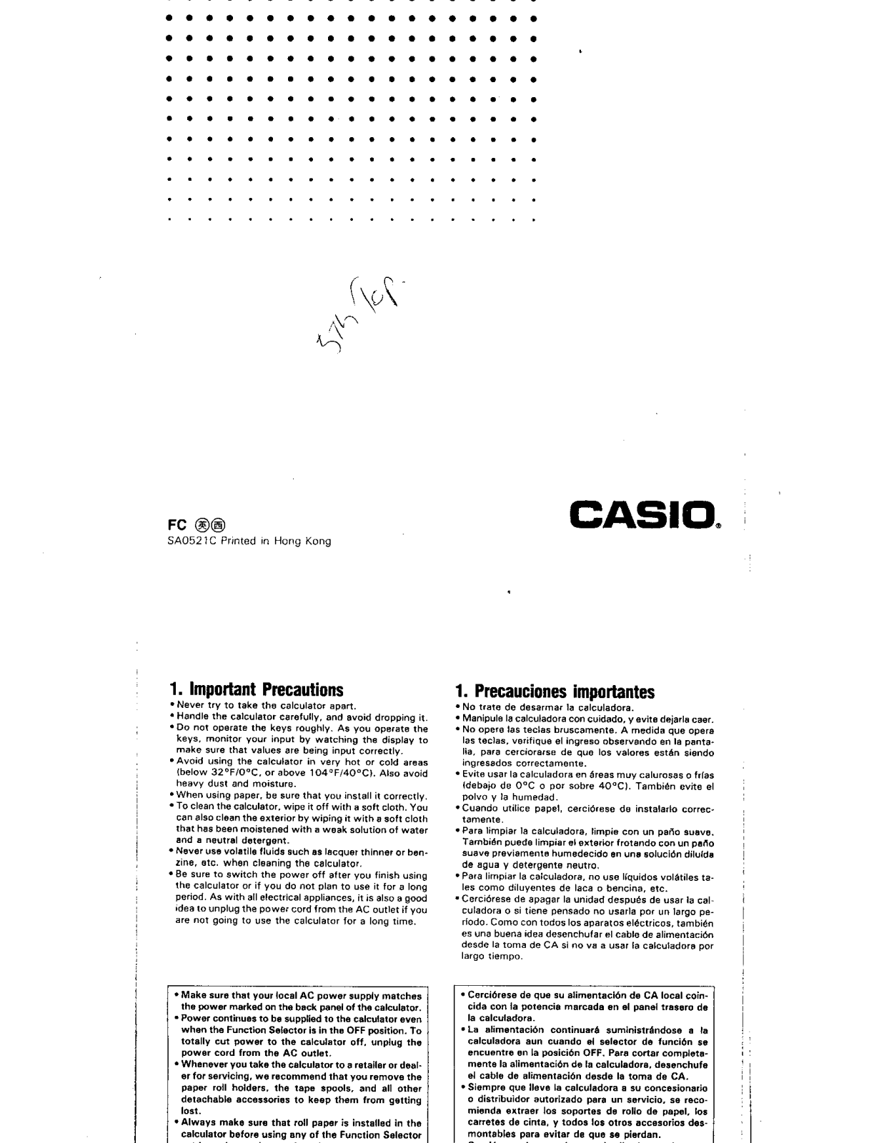 Casio FR-2550 User Manual