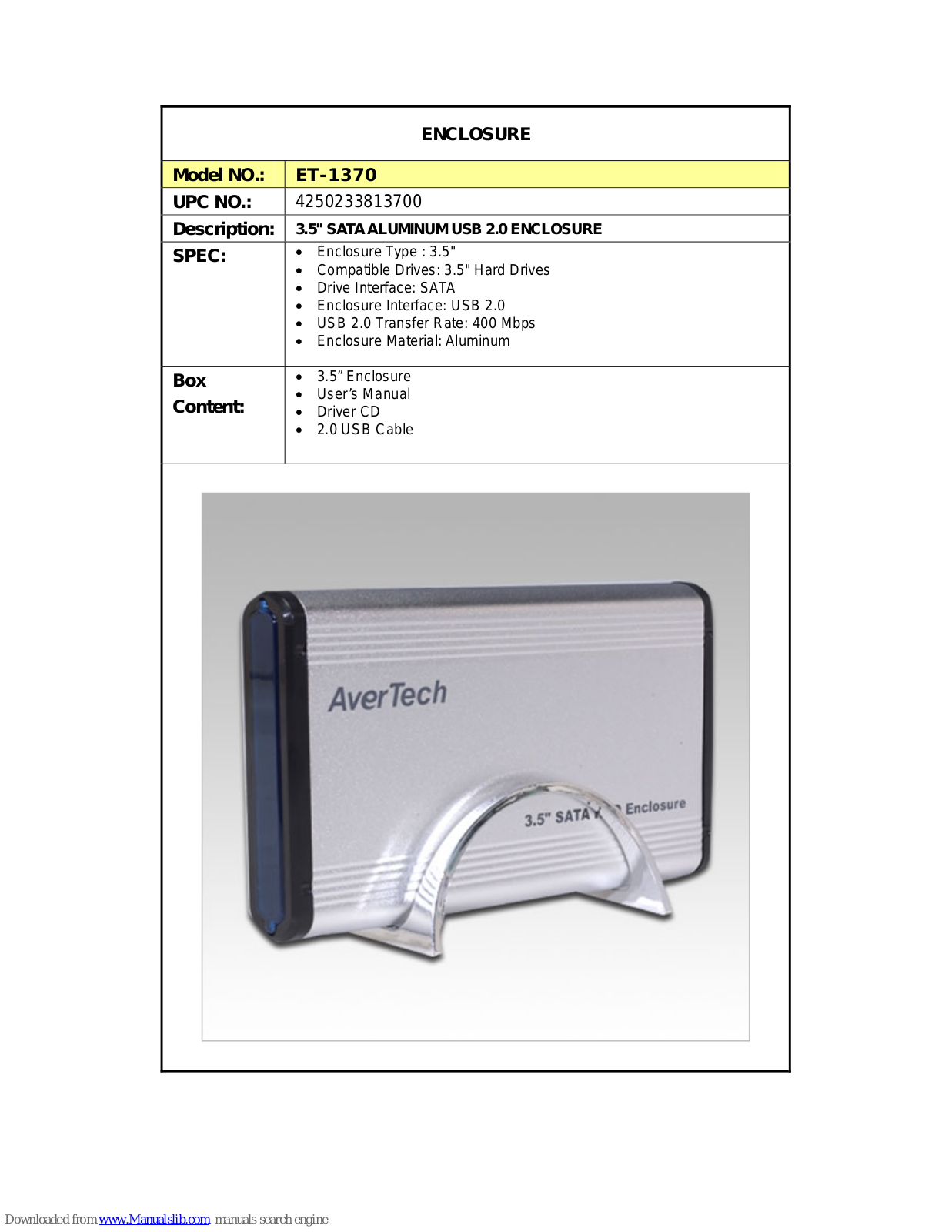 Diablotek ET-1370 Specification - ManualMachine.com