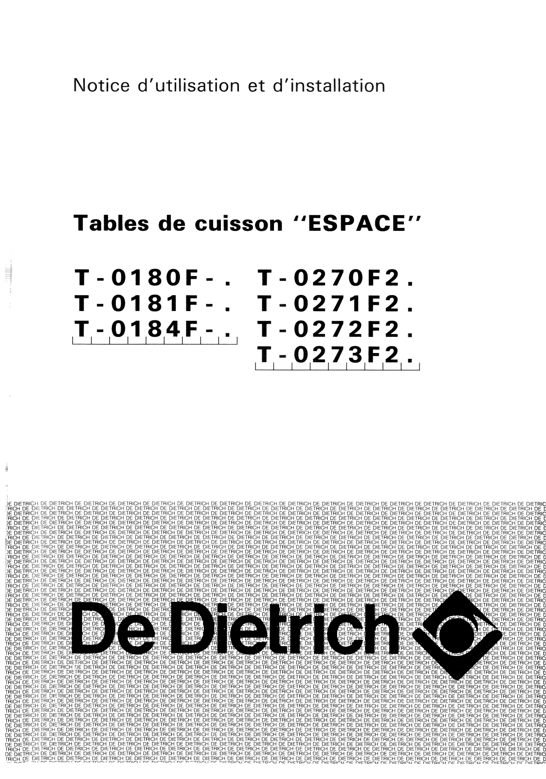 De dietrich TB0271U2, TM0271U2, TM0271F2, TF0271U2, TH0271U2 User Manual
