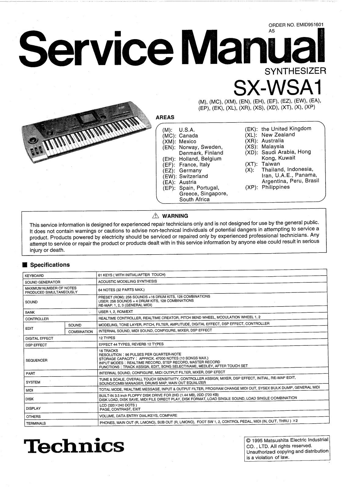 Technics SX-WSA1 User Manual