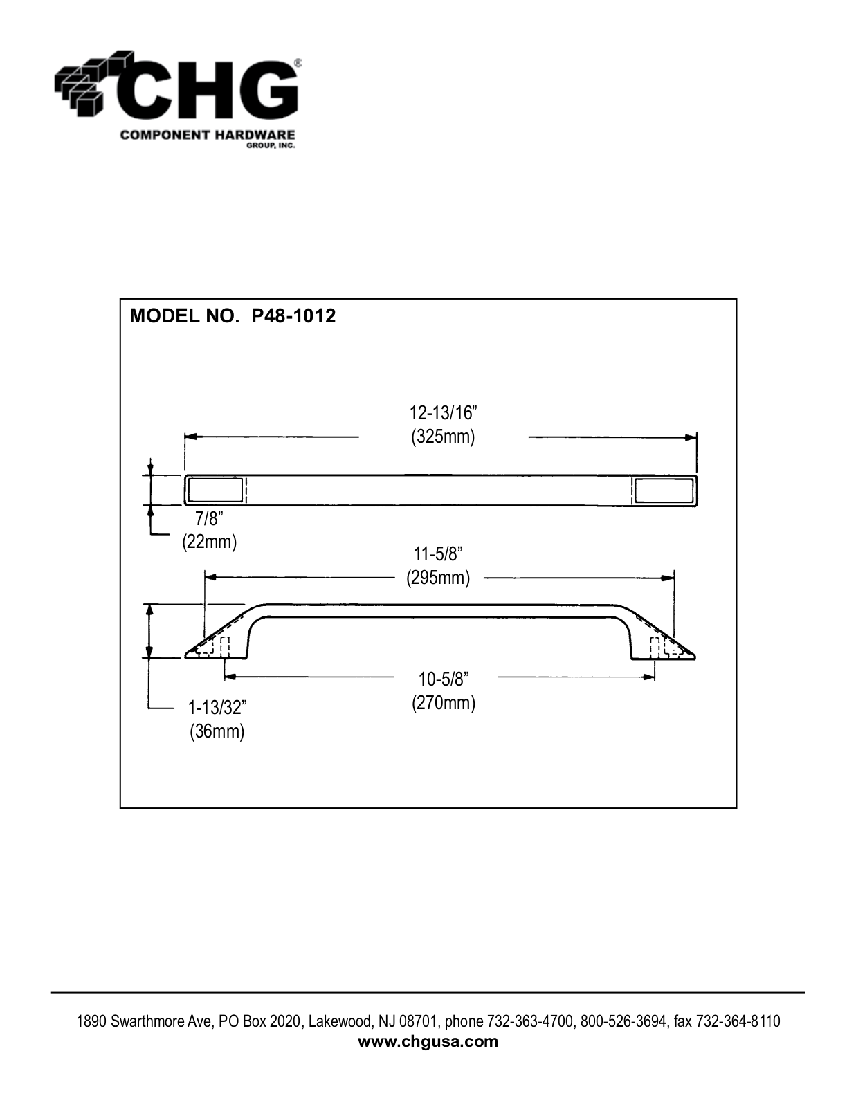 Component Hardware P48-1012 User Manual