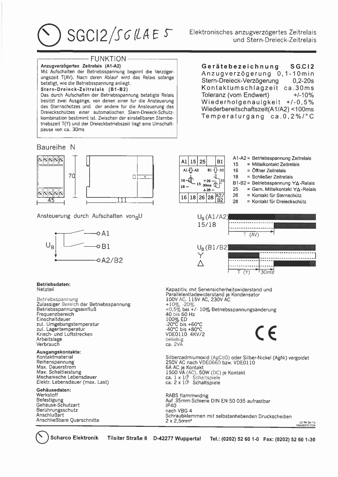 Scharco SGC12 Technical data