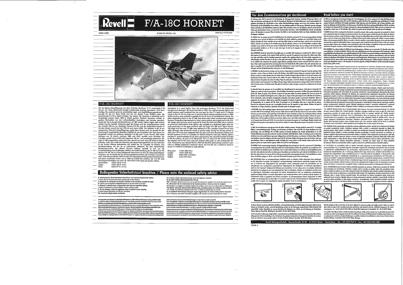 REVELL F-A-18 C Hornet User Manual