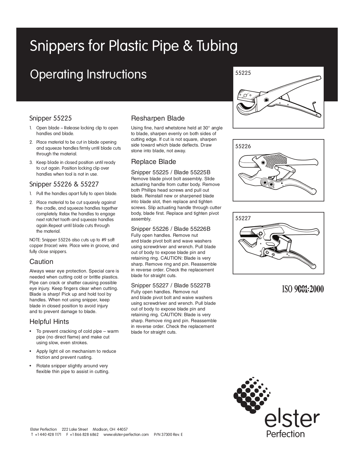 Elster 55225, 55226, 55227 Operating Instructions Manual