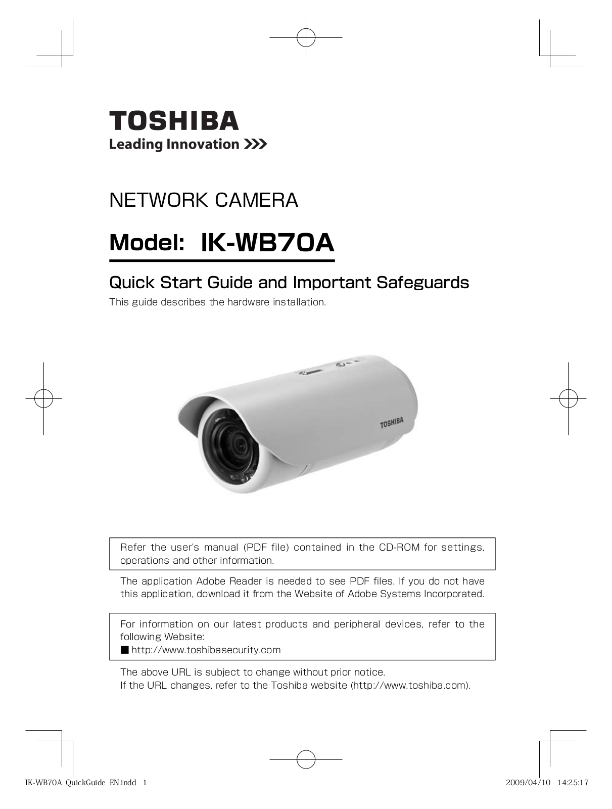 TOSHIBA IK-WB70A User Guide