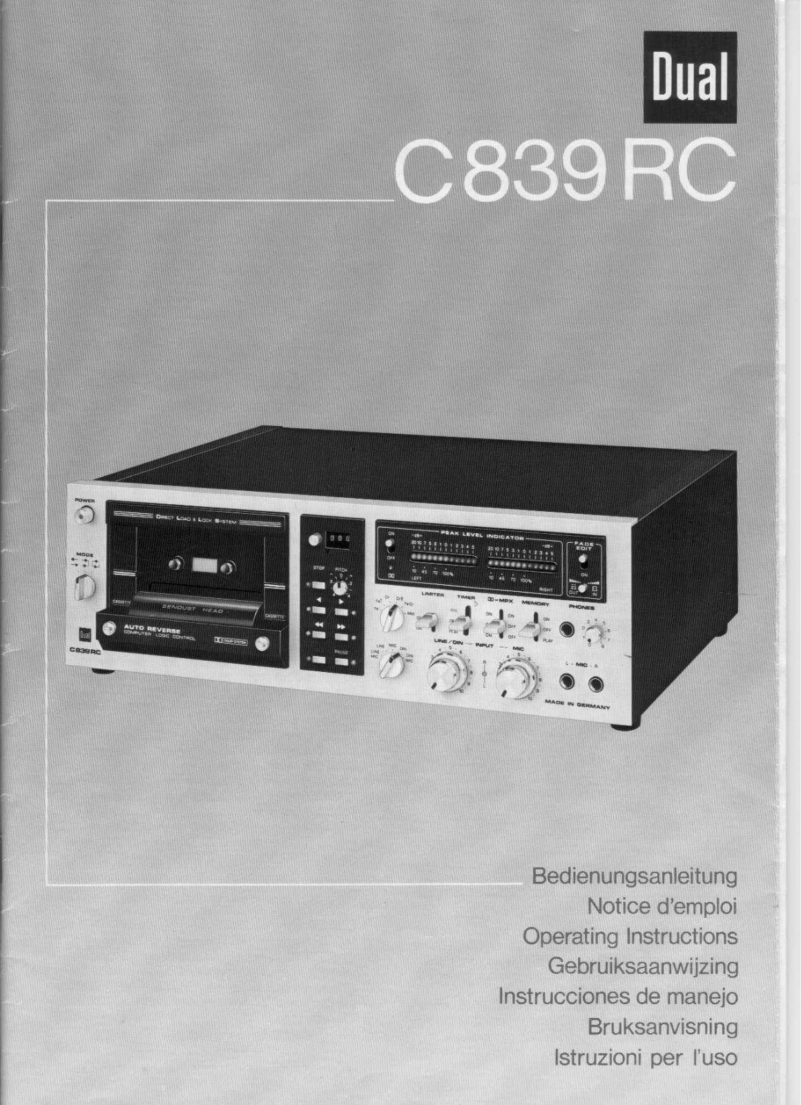 Dual C-839-RC Owners Manual