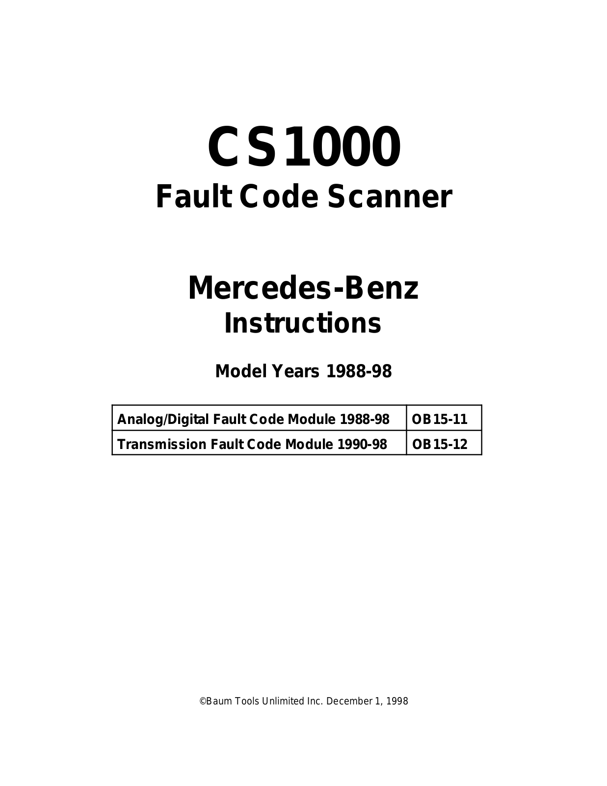 Mercedes-Benz CS1000 User Manual