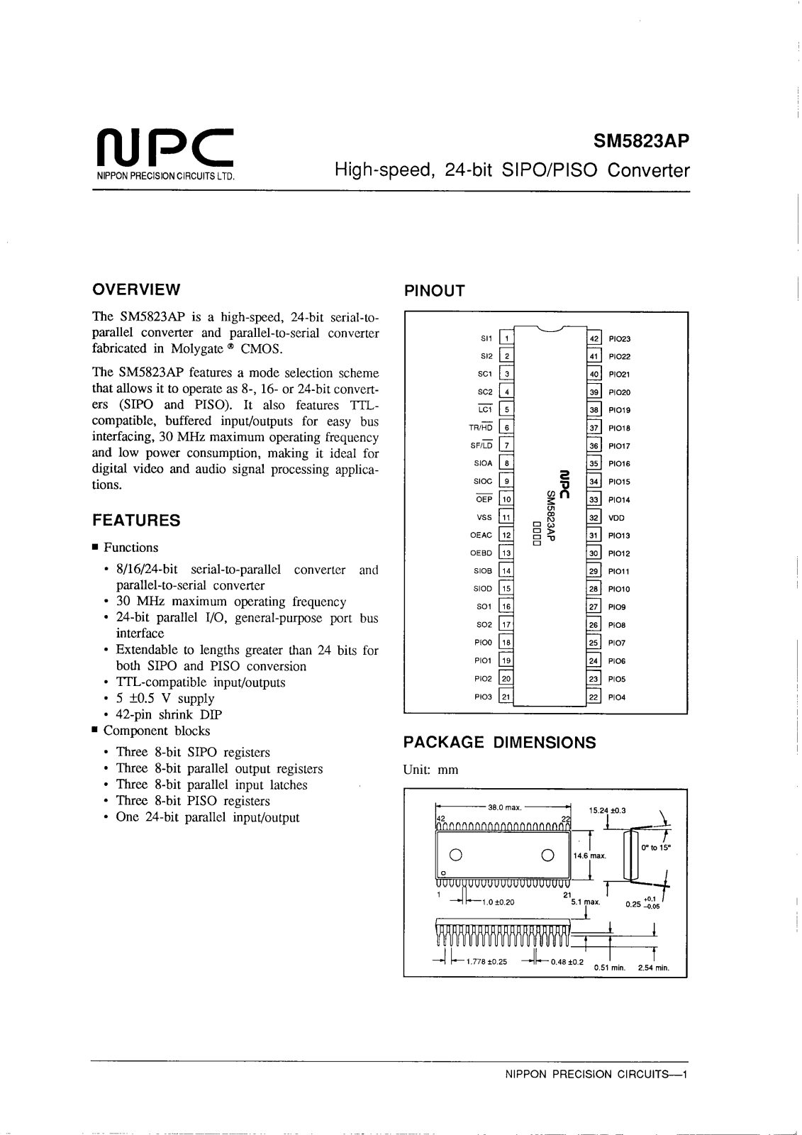 NPC SM5823AP Datasheet