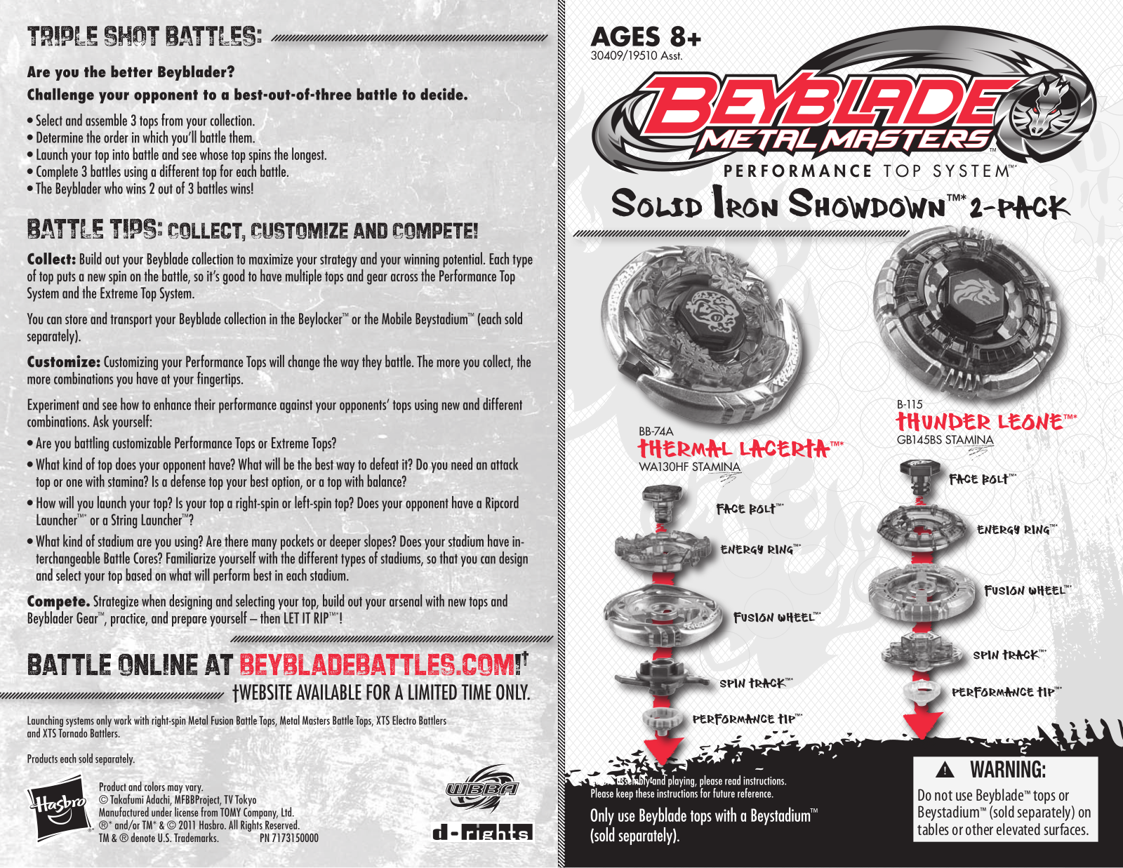 HASBRO Beyblade Thermal Lacerta and Thunder Leone User Manual