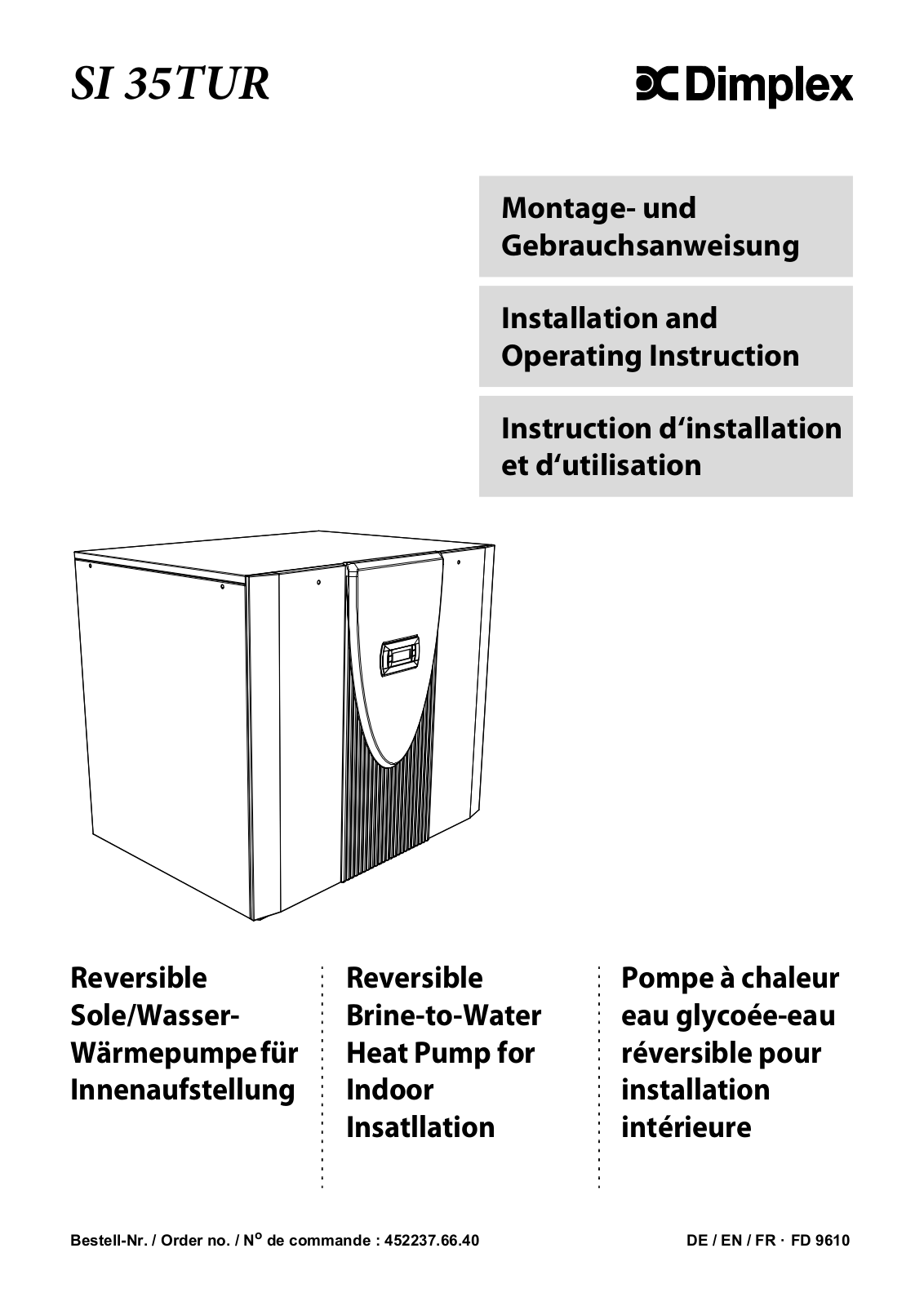 Dimplex SI 35TUR Installation And Operating Instruction