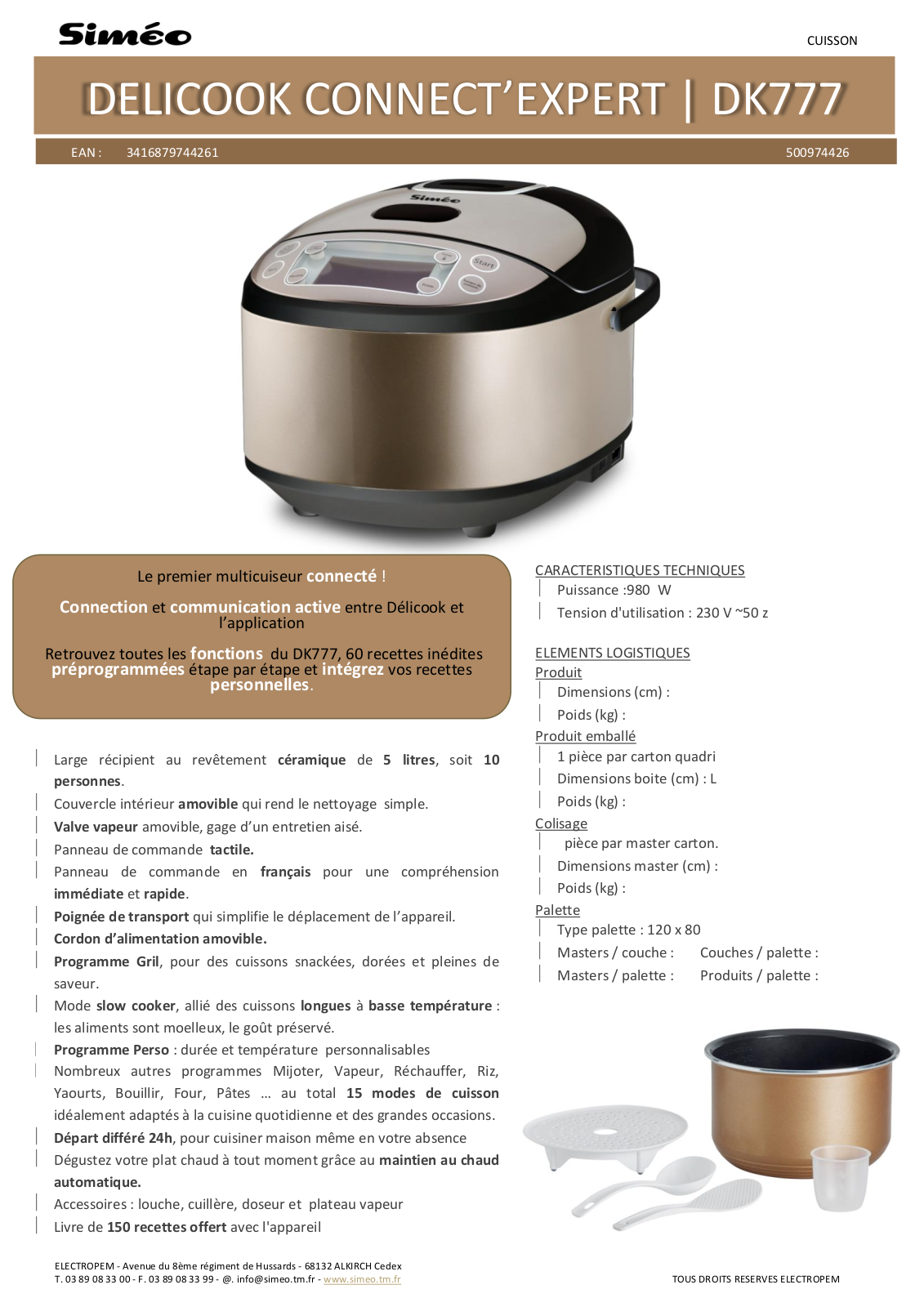 Simeo DK777 Product sheet - ManualMachine.com
