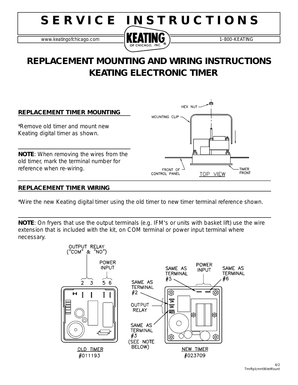 Keating Of Chicago Electronic Timer User Manual