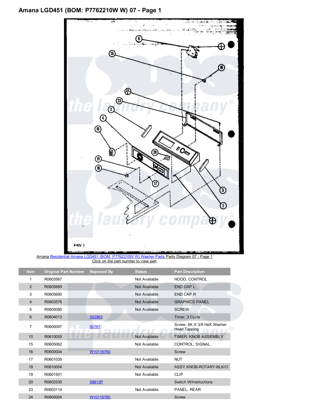 Amana LGD451 Parts Diagram