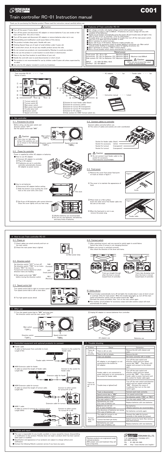 Rokuhan RC01 Instruction Manual