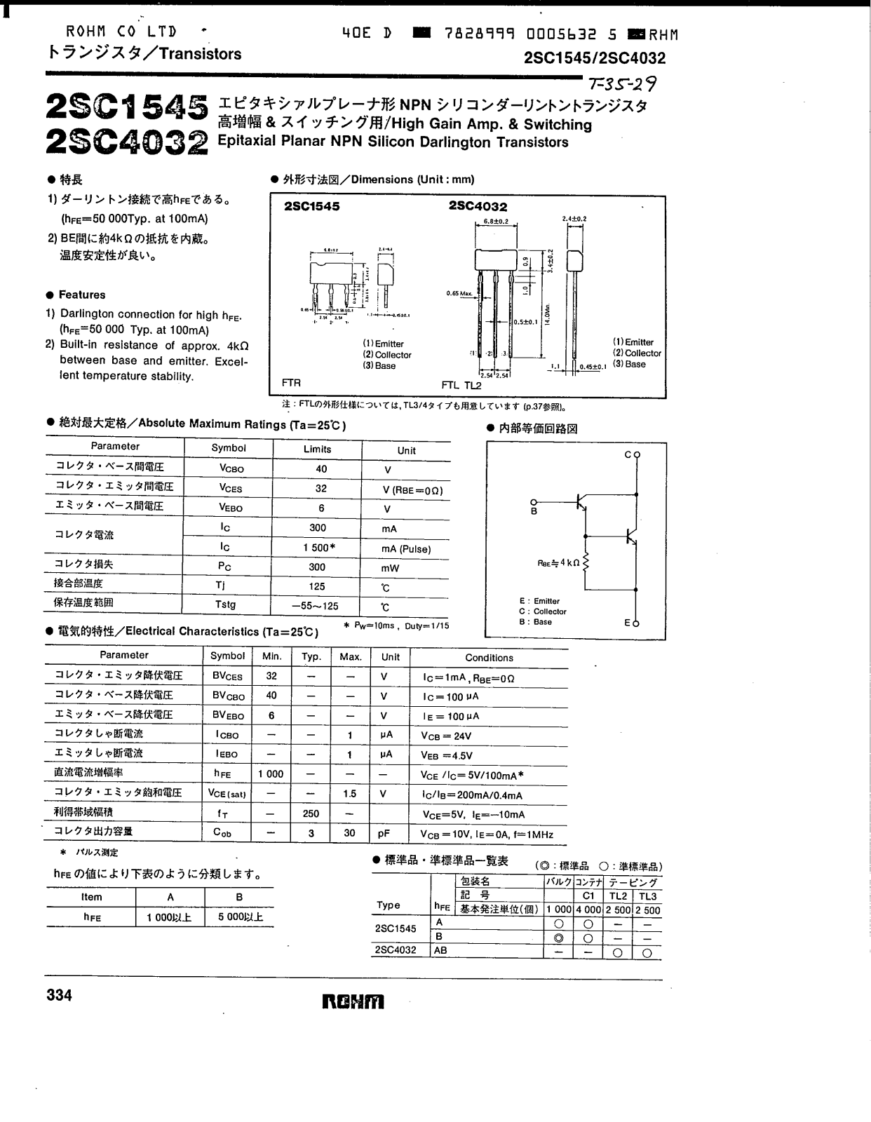 ROHM 2SC4032, 2SC1545 Datasheet