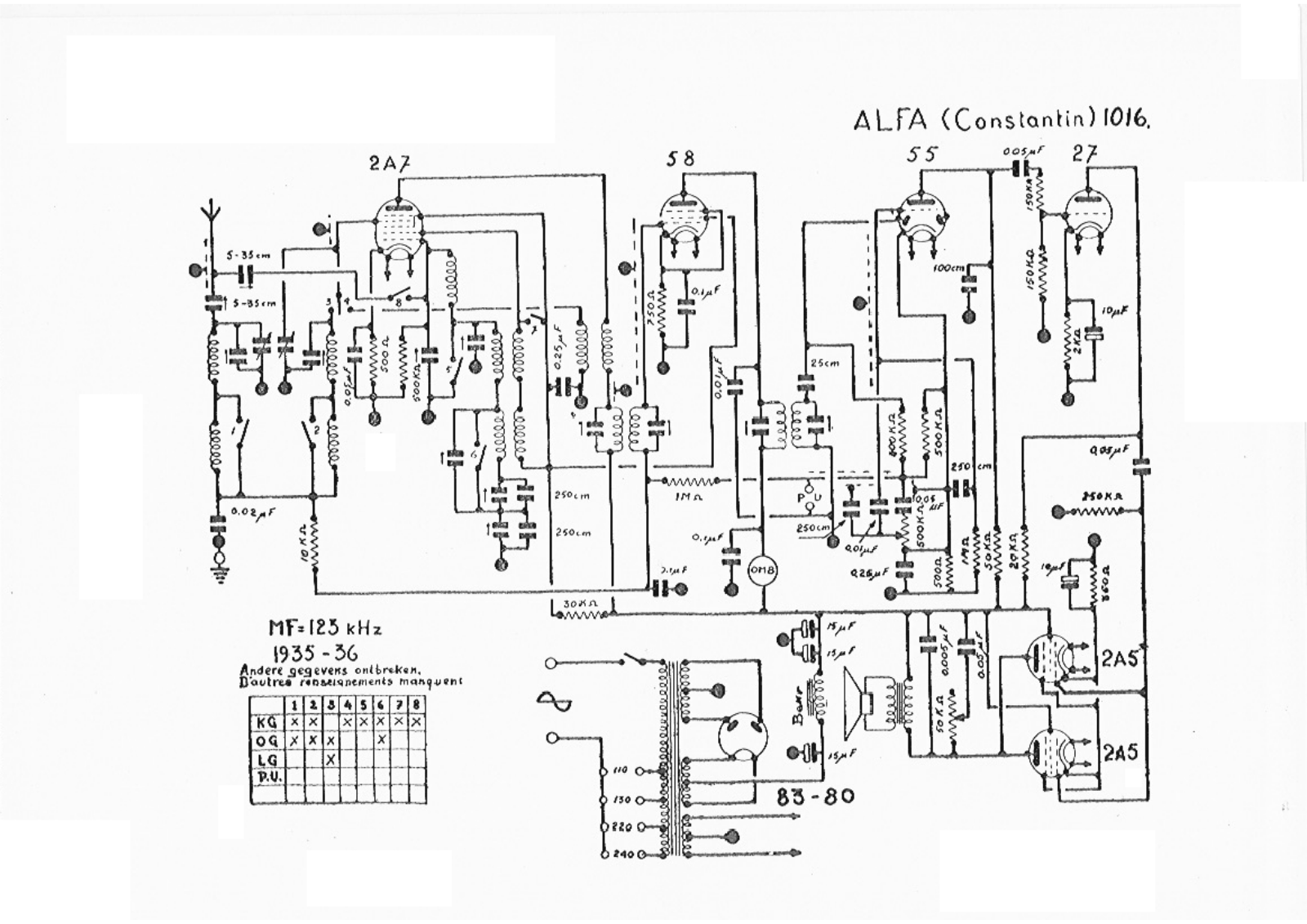 Alfa Bruxelles constantin 1016 schematic