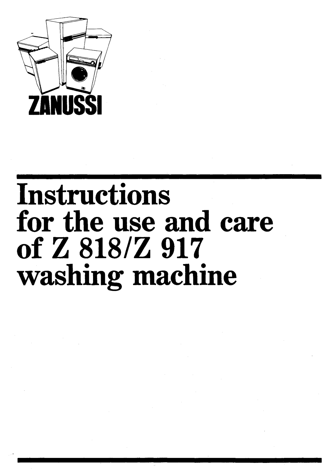 Zanussi Z 917, Z 818 User Manual