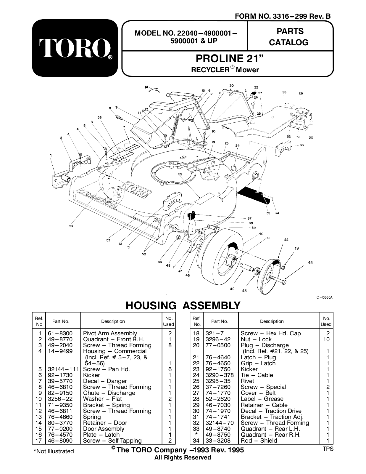 Toro 22040 Parts Catalogue