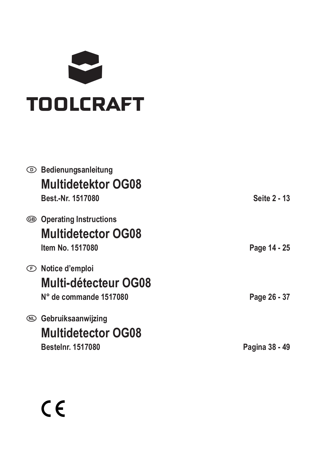 TOOLCRAFT OG08 User guide