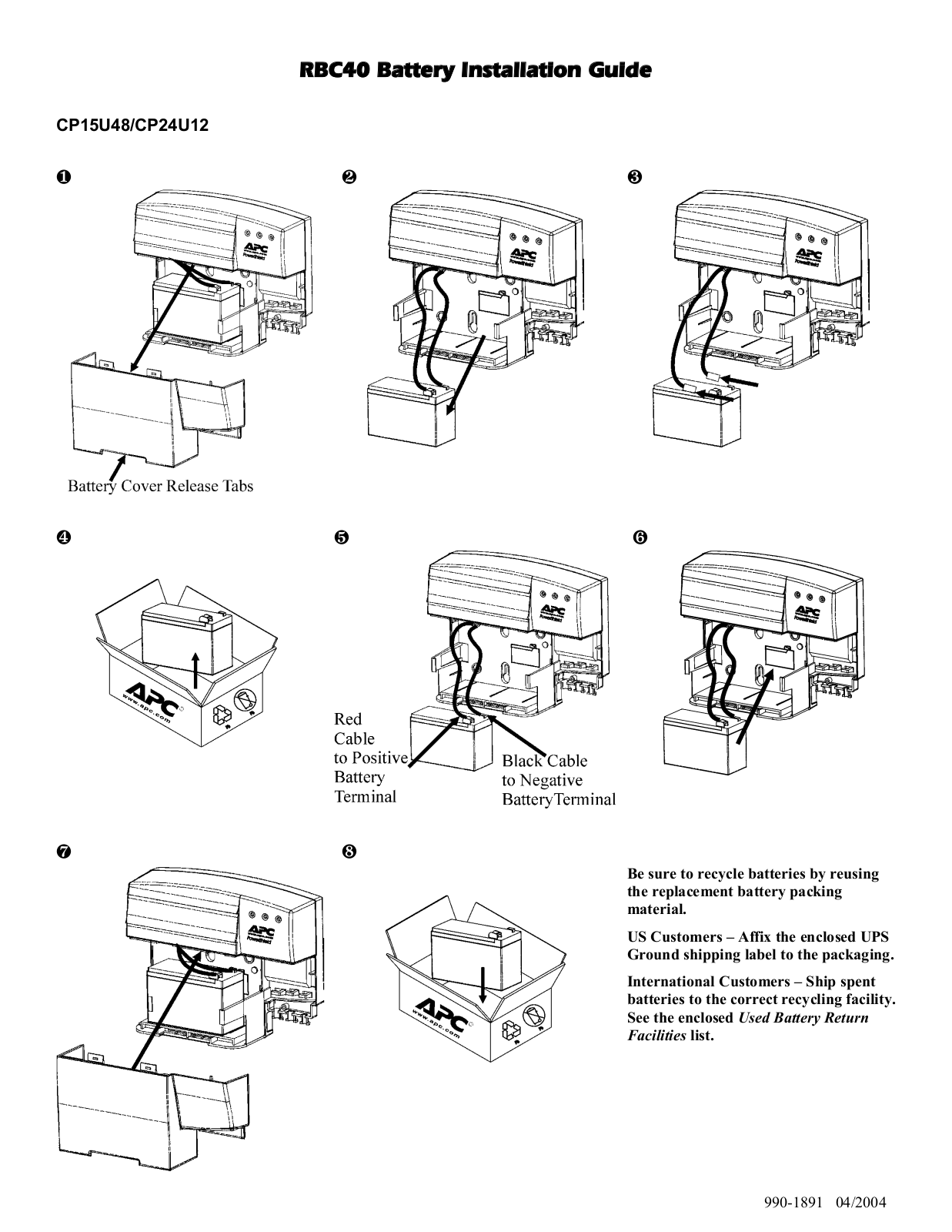 APC CP15U48, RBC40, CP24U12, CP18C12, CP15C48 User Manual