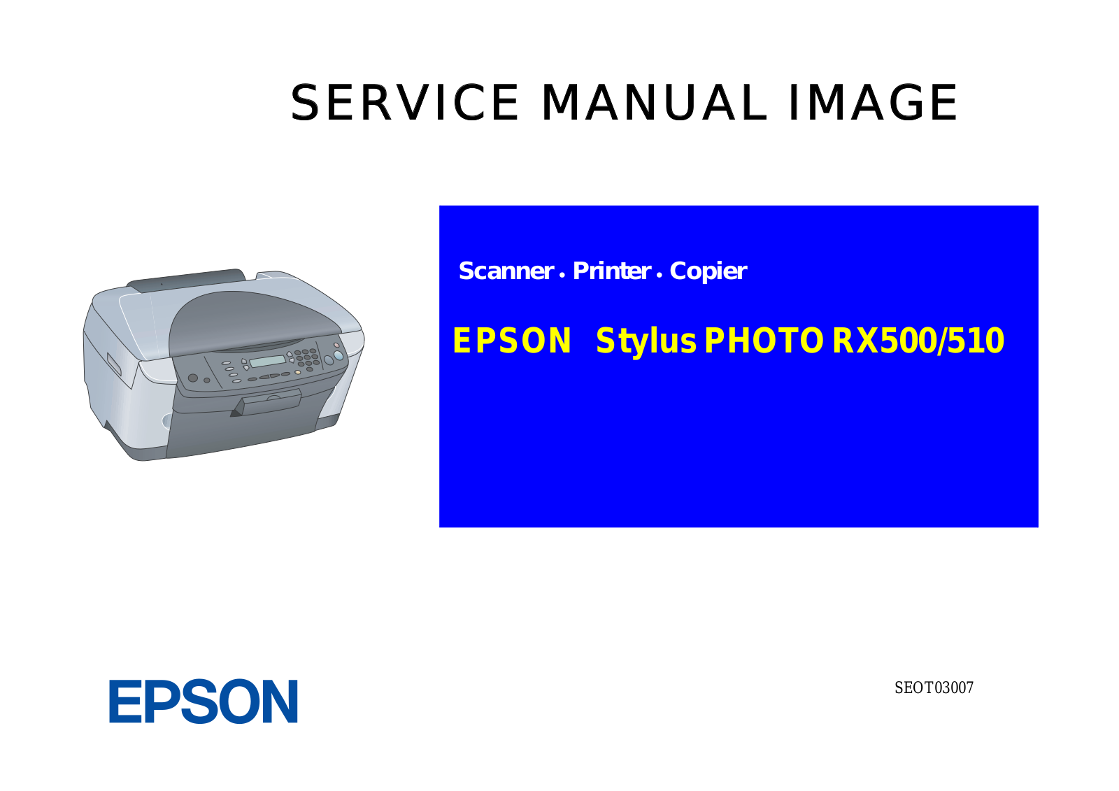 Epson Stylus Photo RX500, Stylus Photo RX510 Service Manual. Parts List