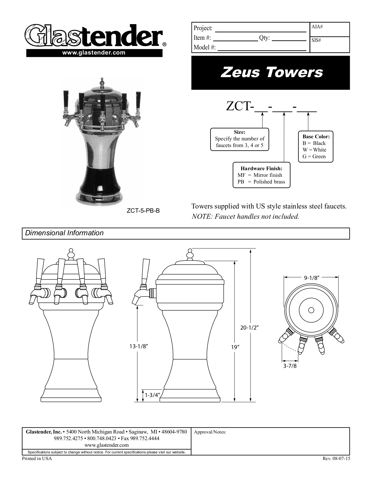 Glastender ZCT-3-MF-B User Manual