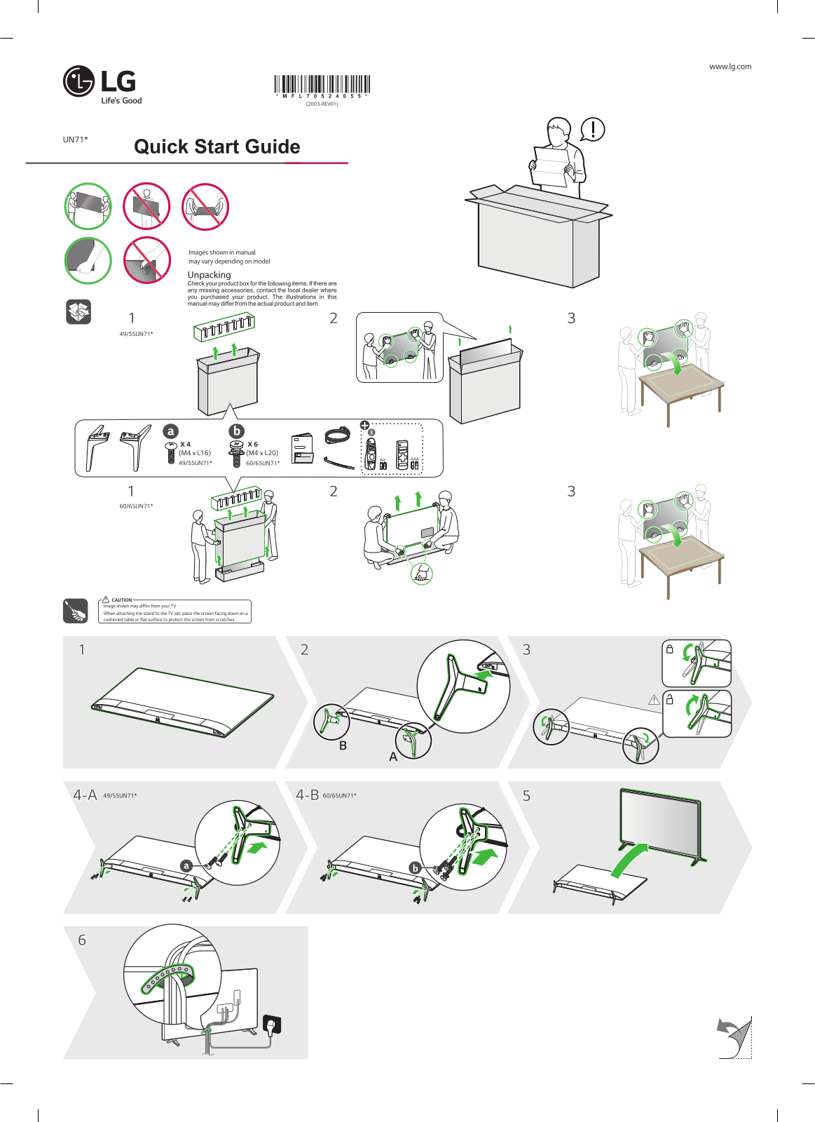 LG 43UN7190PTA QUICK SETUP GUIDE