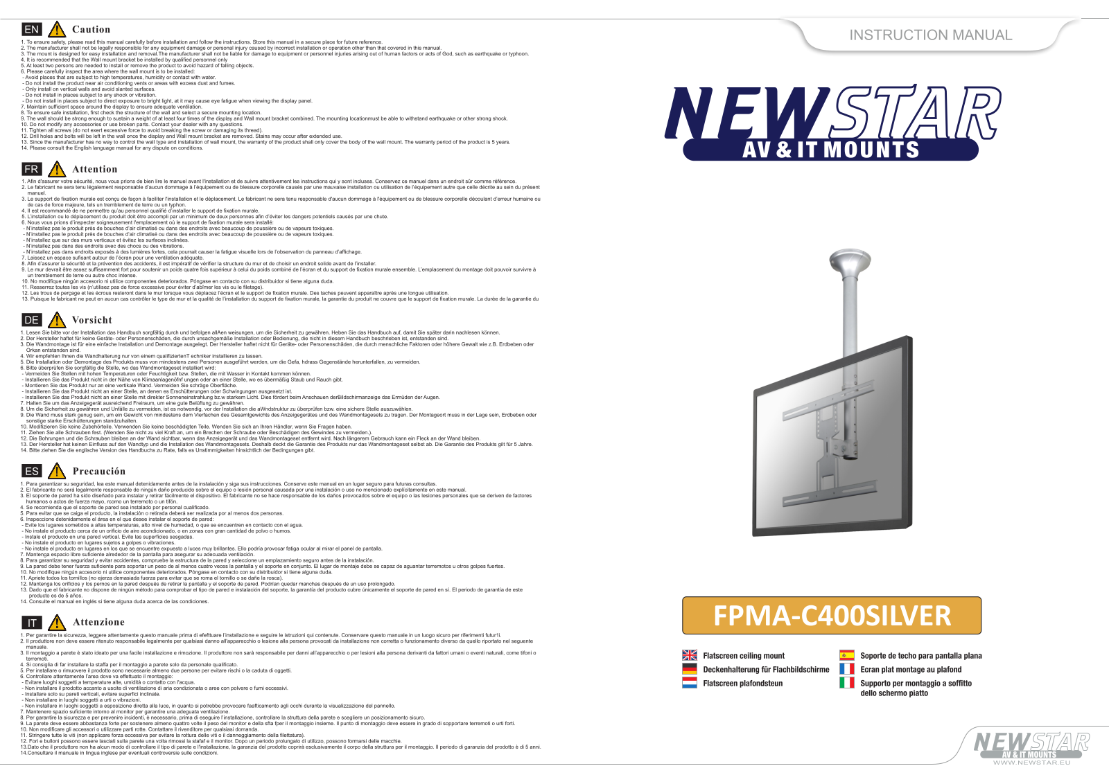 Newstar FPMA-C400SILVER User Manual