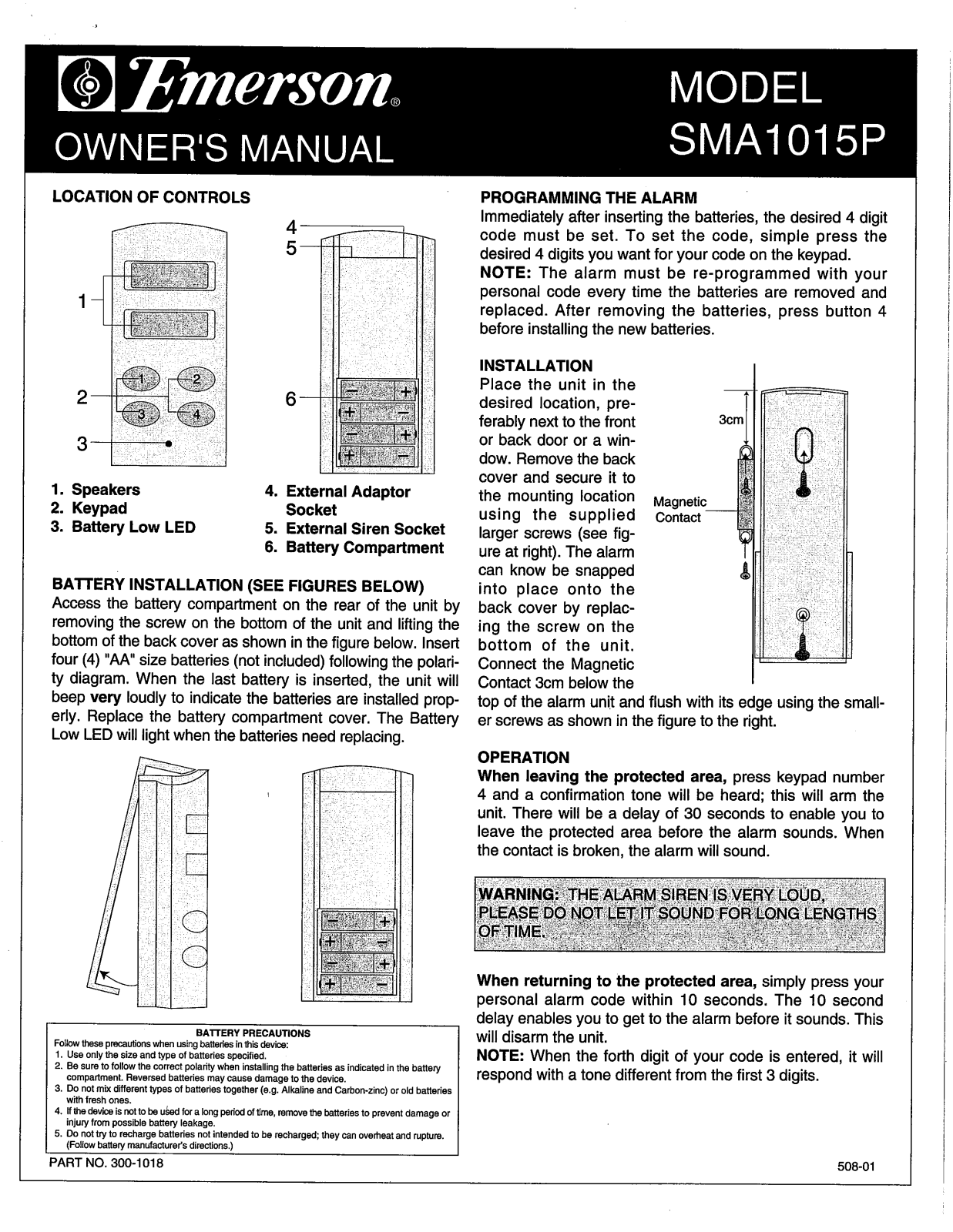 EMERSON SMA1015P User Manual