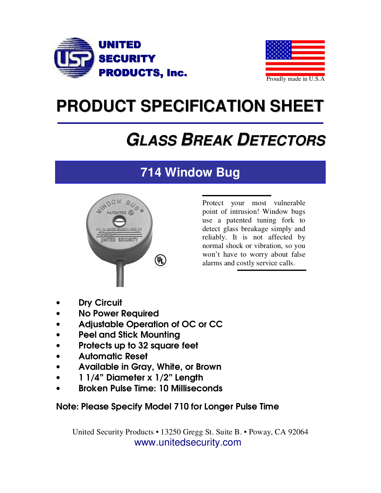 United Security 724 User Manual