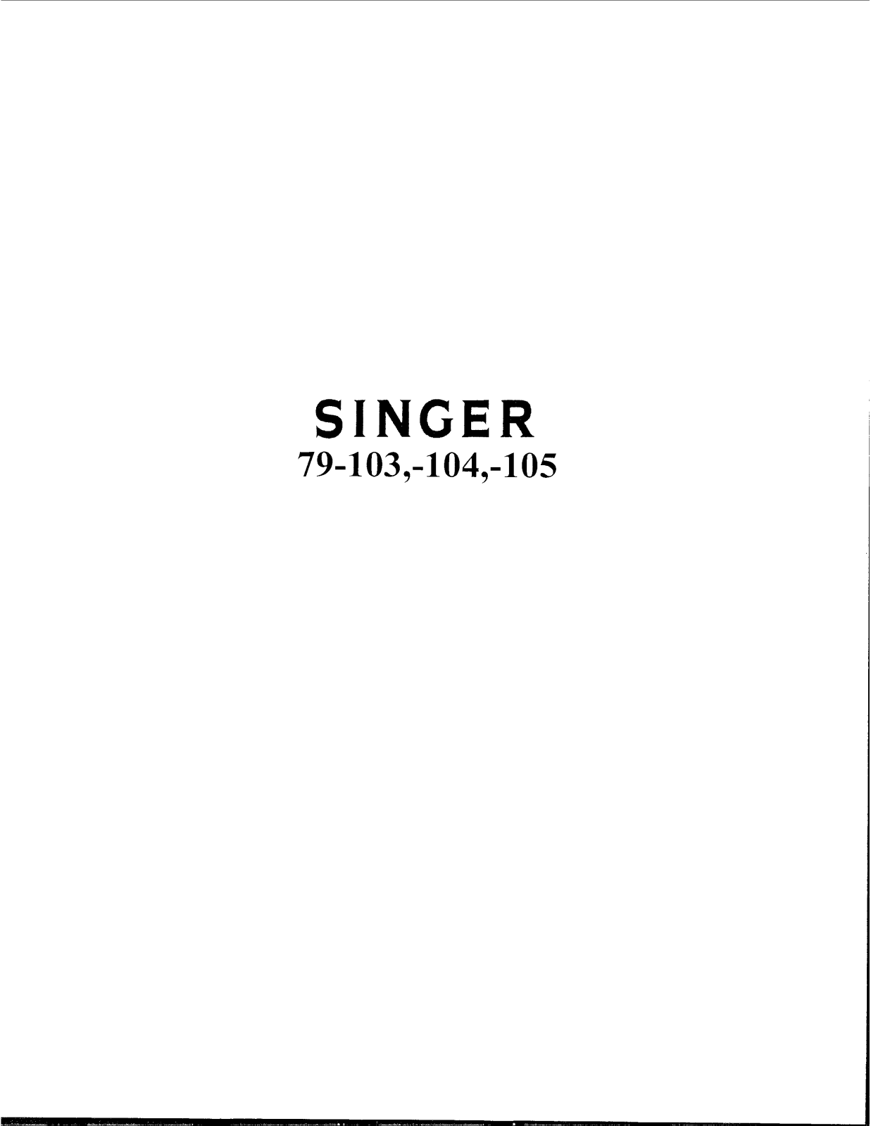 Singer 70-105, 79-104 Instruction Manual